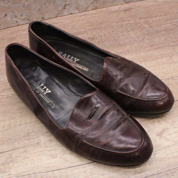 Bally Switzerland Loafers Shoes Mens Size 10.5 Brown Leather Low Top Designer - Picture 2 of 8